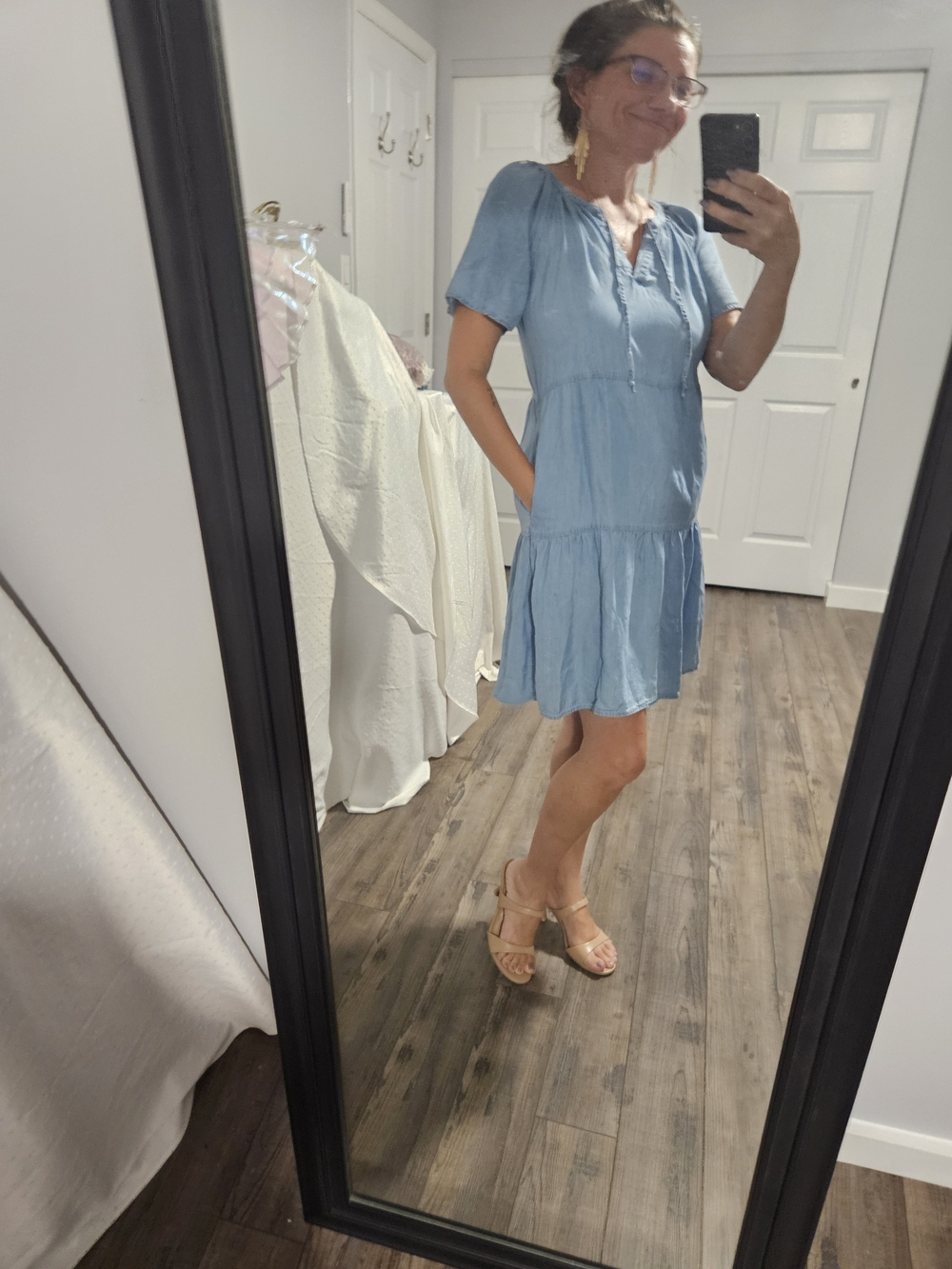 Style & Co. Light Blue Tiered Mini Dress
